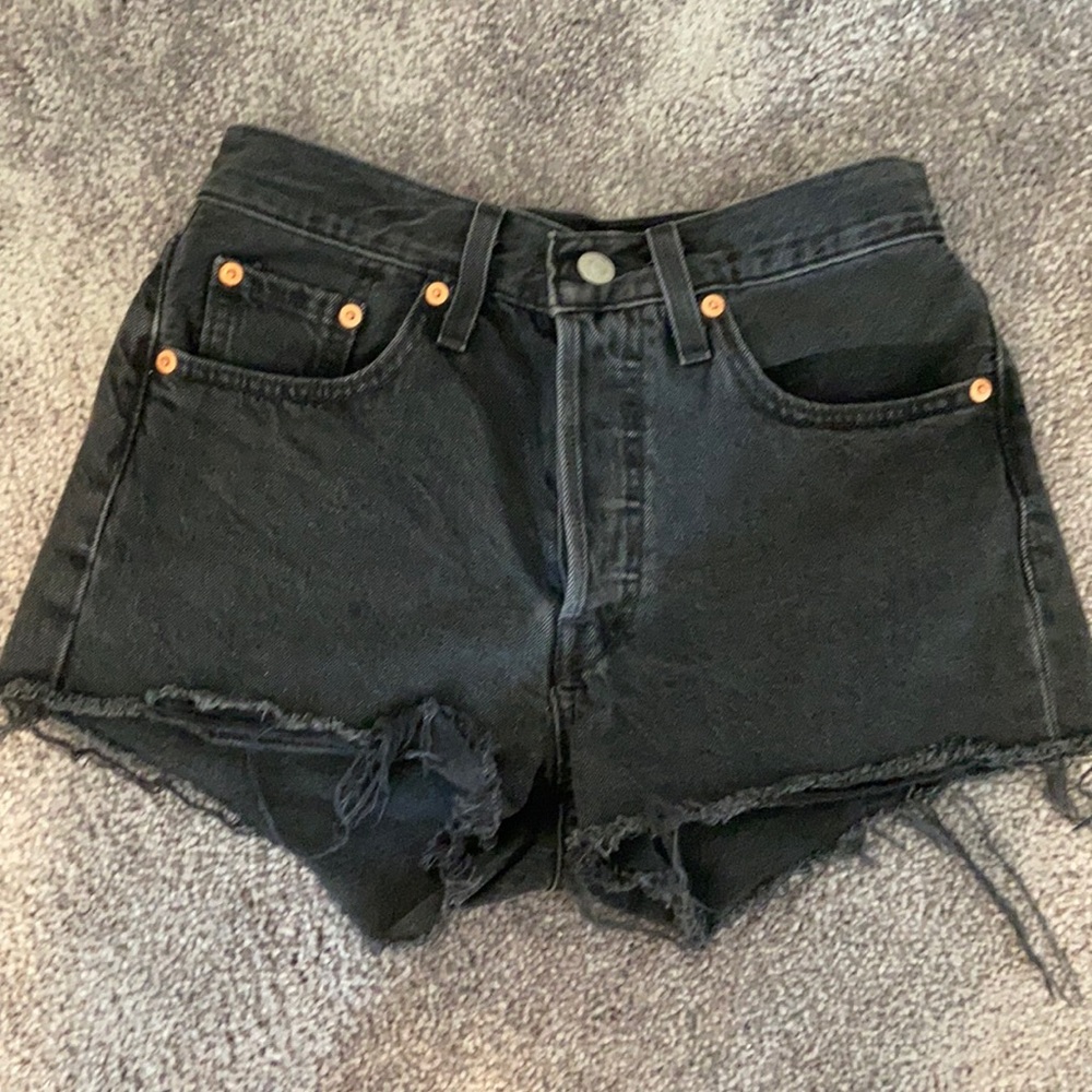 Black Levi denim shorts. Size 24.